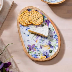 Plow & Hearth Serveware>Golden Lilac Irregular Shaped Wood Serving Tray, 12"L