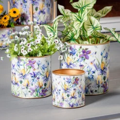 Plow & Hearth Planters & Plant Stands>Golden Lilac Metal Planters, Set of 3