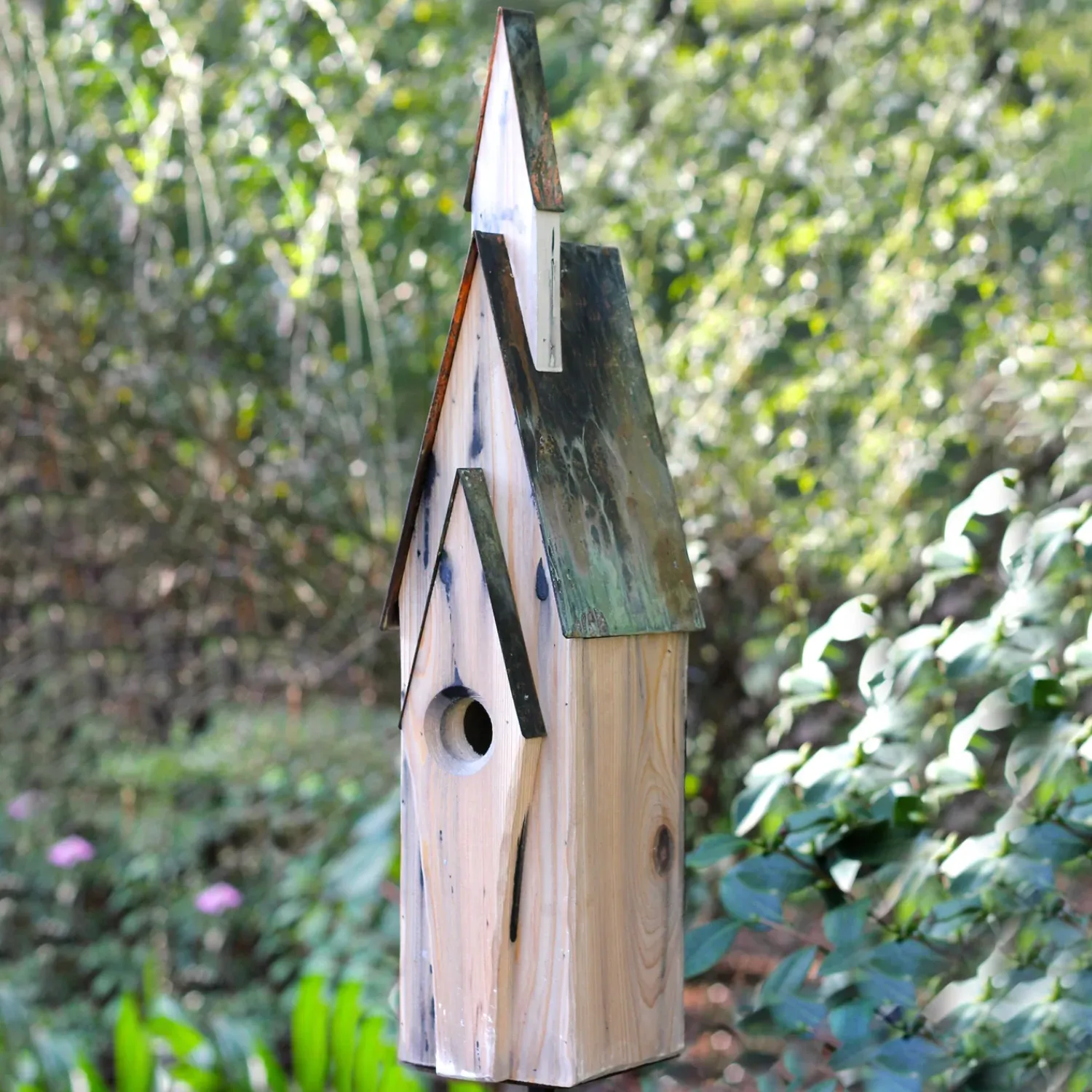 Plow & Hearth Birdhouses>Graceland Cypress and Copper Birdhouse White
