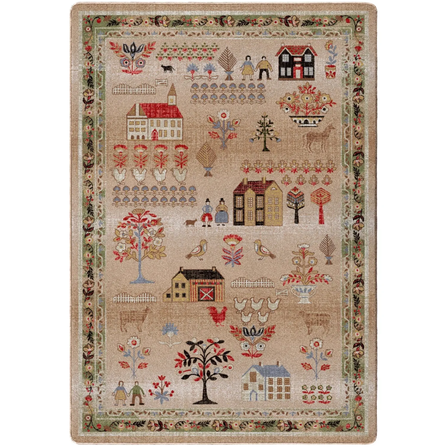 Plow & Hearth Area Rugs>Grafton EnduraStran Folk Art Rug, 2'8" x 3'10"