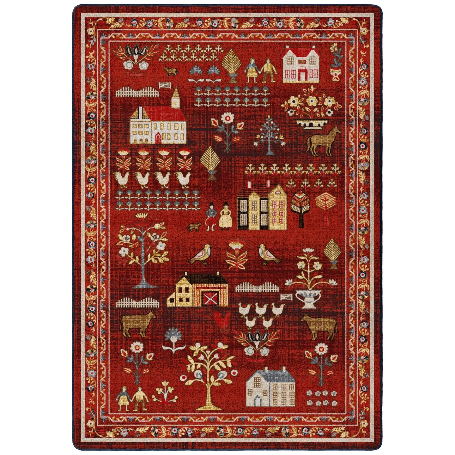 Plow & Hearth Area Rugs>Grafton EnduraStran Folk Art Rug, 3'10" x 5'4"