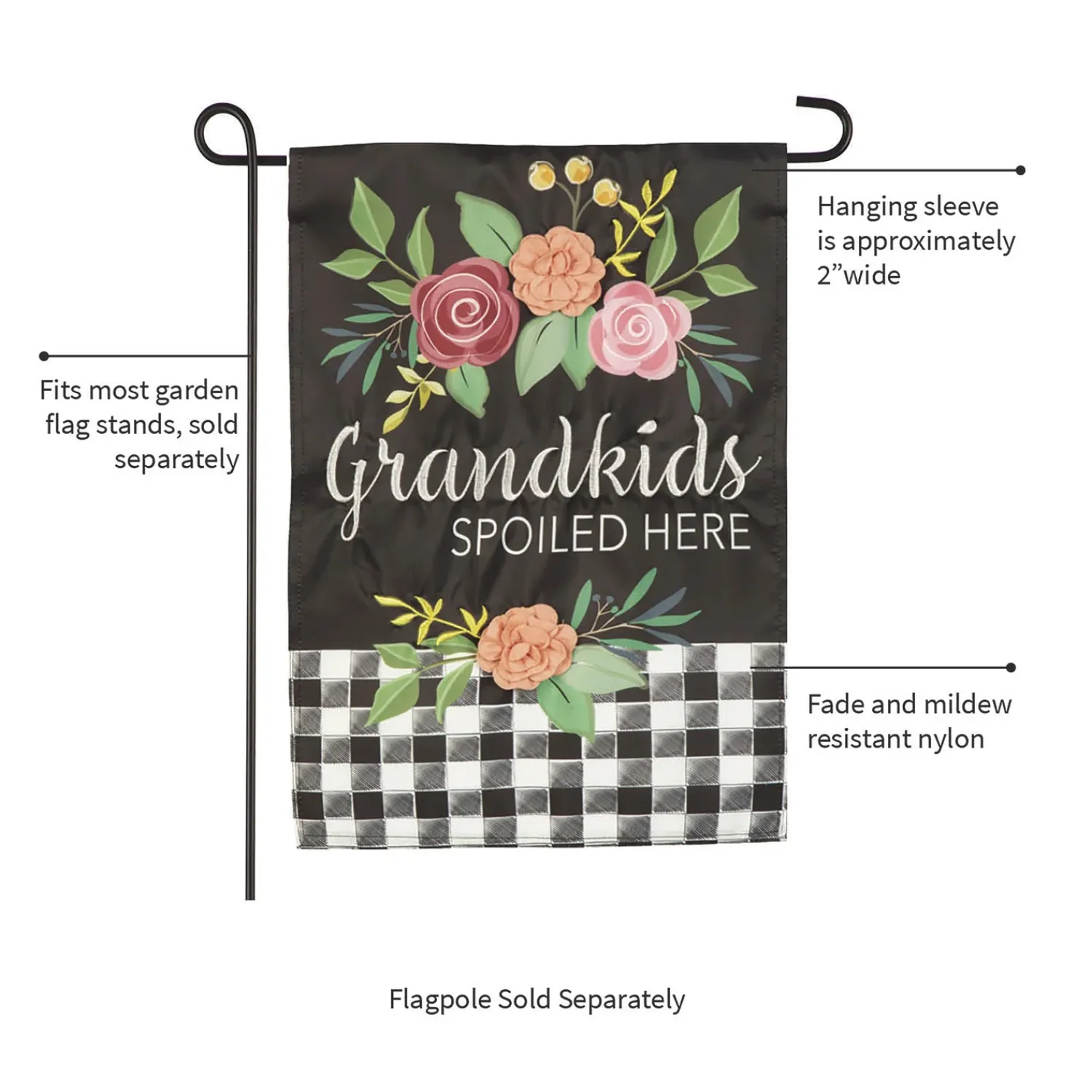 Plow & Hearth Garden Flags>Grandkids Spoiled Here Applique Garden Flag