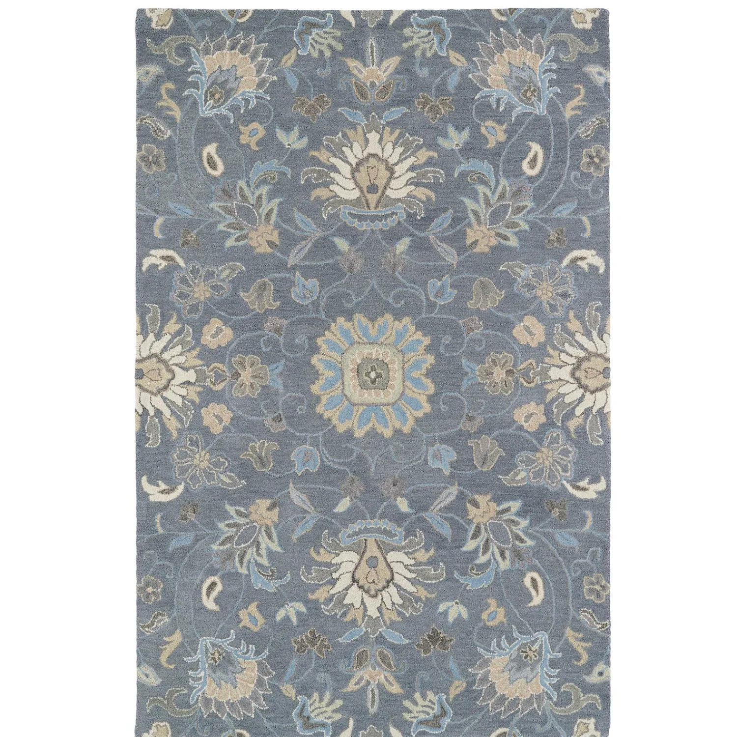 Plow & Hearth Area Rugs>Meadow Floral Vine Wool Rug, 10' x 14' Graphite