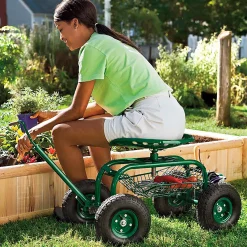 Plow & Hearth Garden Tools & Supplies>Green Rolling Scoot-N-Do Garden Seat