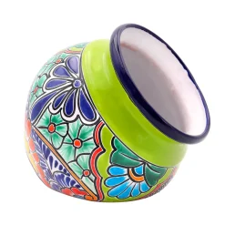 Plow & Hearth Planters & Plant Stands>Green Talavera Tilted Chata Planter, Large