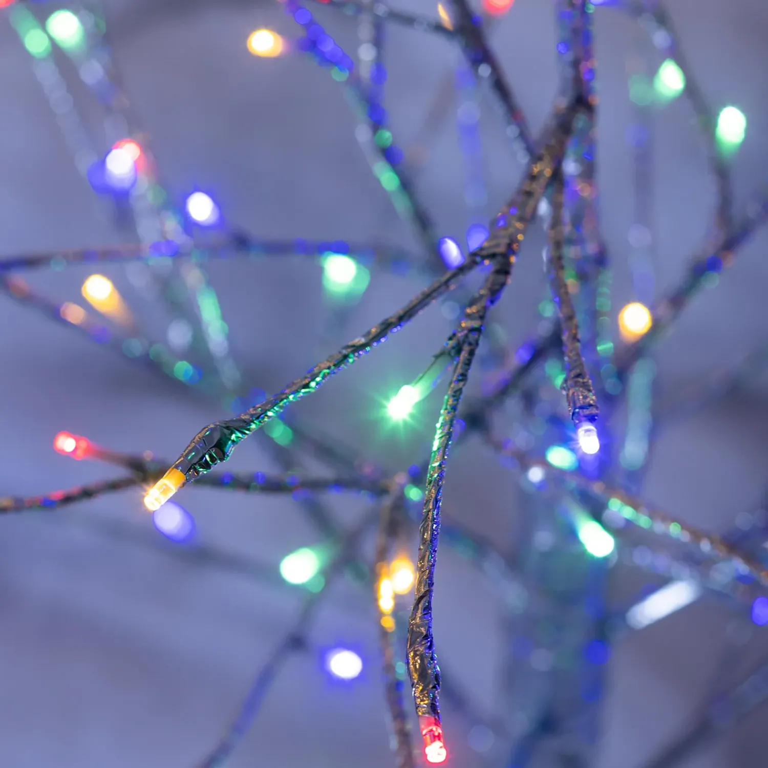 Plow & Hearth Lighted Trees & Garlands>4'H Indoor/Outdoor Silver Metallic Tree with 112 Lights