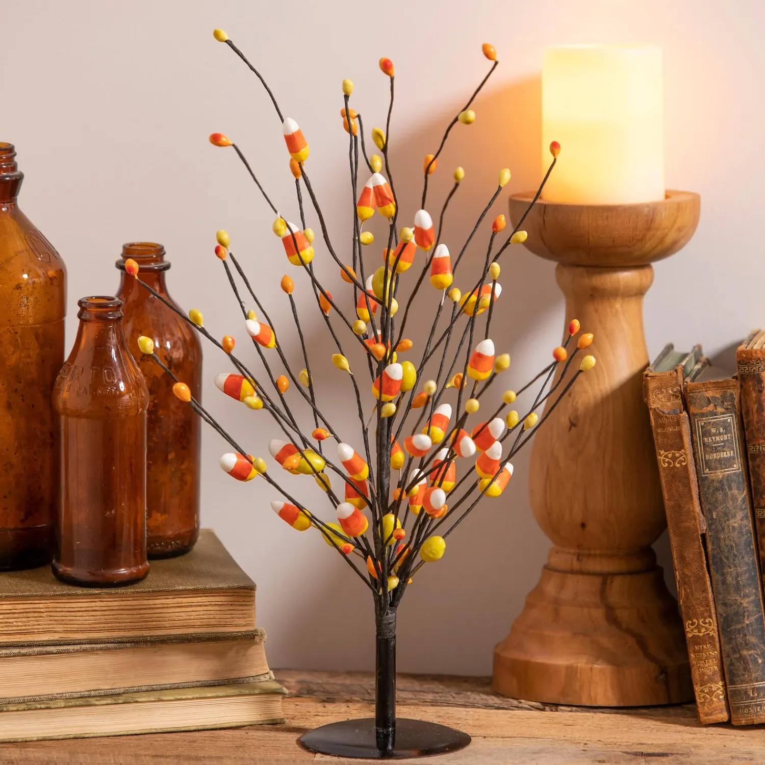 Plow & Hearth Decorative Accents>Halloween Candy Corn Artificial Tabletop Tree