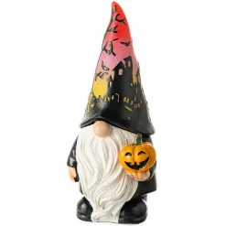 Plow & Hearth Decorative Accents|Lighted Accents>Halloween Gnome with Lighted Hat and Pumpkin