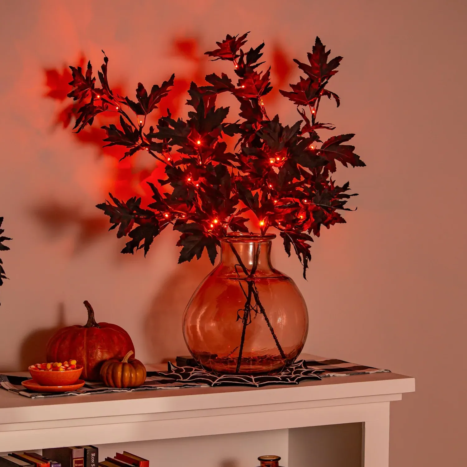 Plow & Hearth Faux Flowers & Plants|Lighted Trees & Garlands>Halloween Maple Indoor/Outdoor LED Color Changing Artificial Branch, 33"H