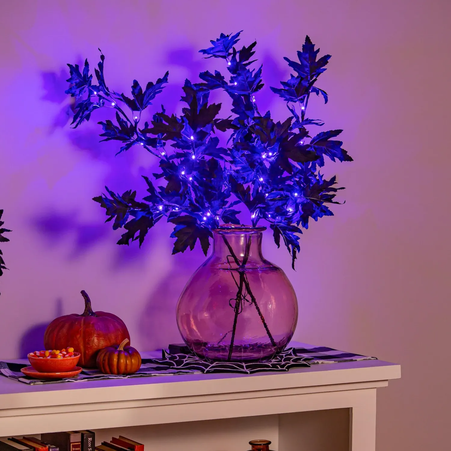 Plow & Hearth Faux Flowers & Plants|Lighted Trees & Garlands>Halloween Maple Indoor/Outdoor LED Color Changing Artificial Branch, 33"H