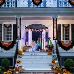 Plow & Hearth Bunting & Banners>Halloween Spider Web Cotton Pillar Bunting
