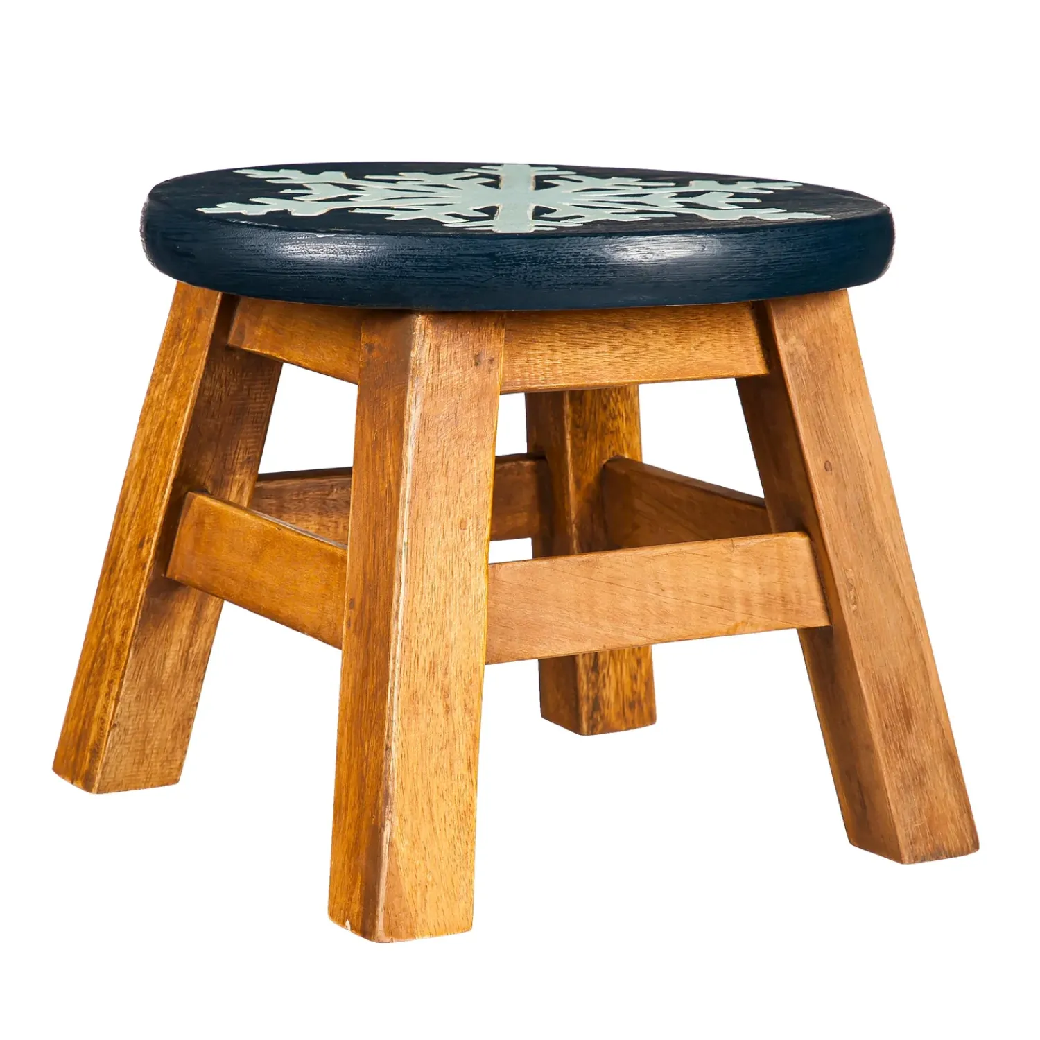 Plow & Hearth Chairs & Rockers|Rockers & Gliders>Hand-Carved Acacia Wood Glittery Snowflake Footstool