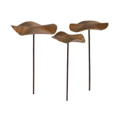 Plow & Hearth Garden Stakes>Hand-Carved Wood Mushroom Metal Stakes, Set Of 3