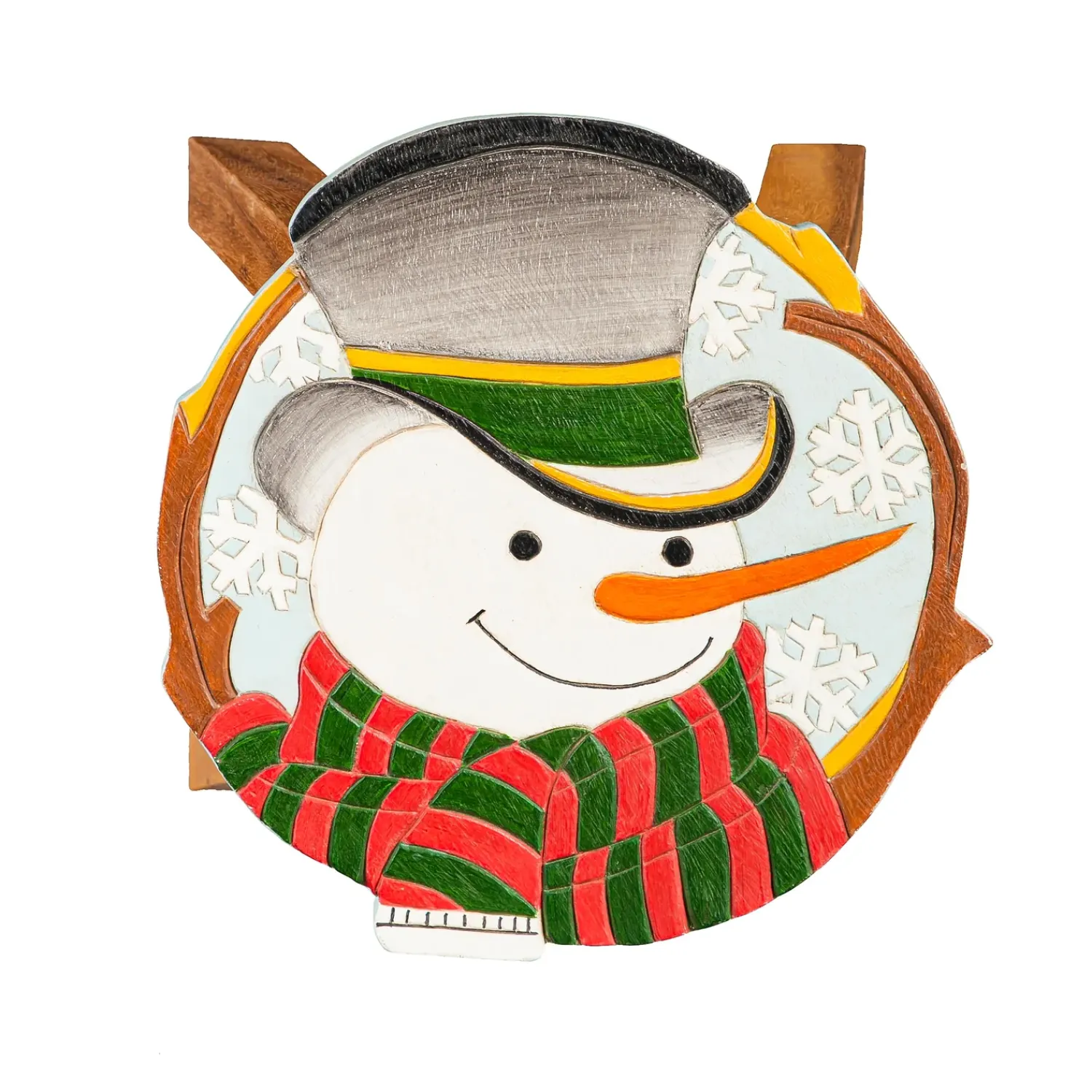 Plow & Hearth Chairs & Rockers|Rockers & Gliders>Hand-Carved Wood Snowman Footstool