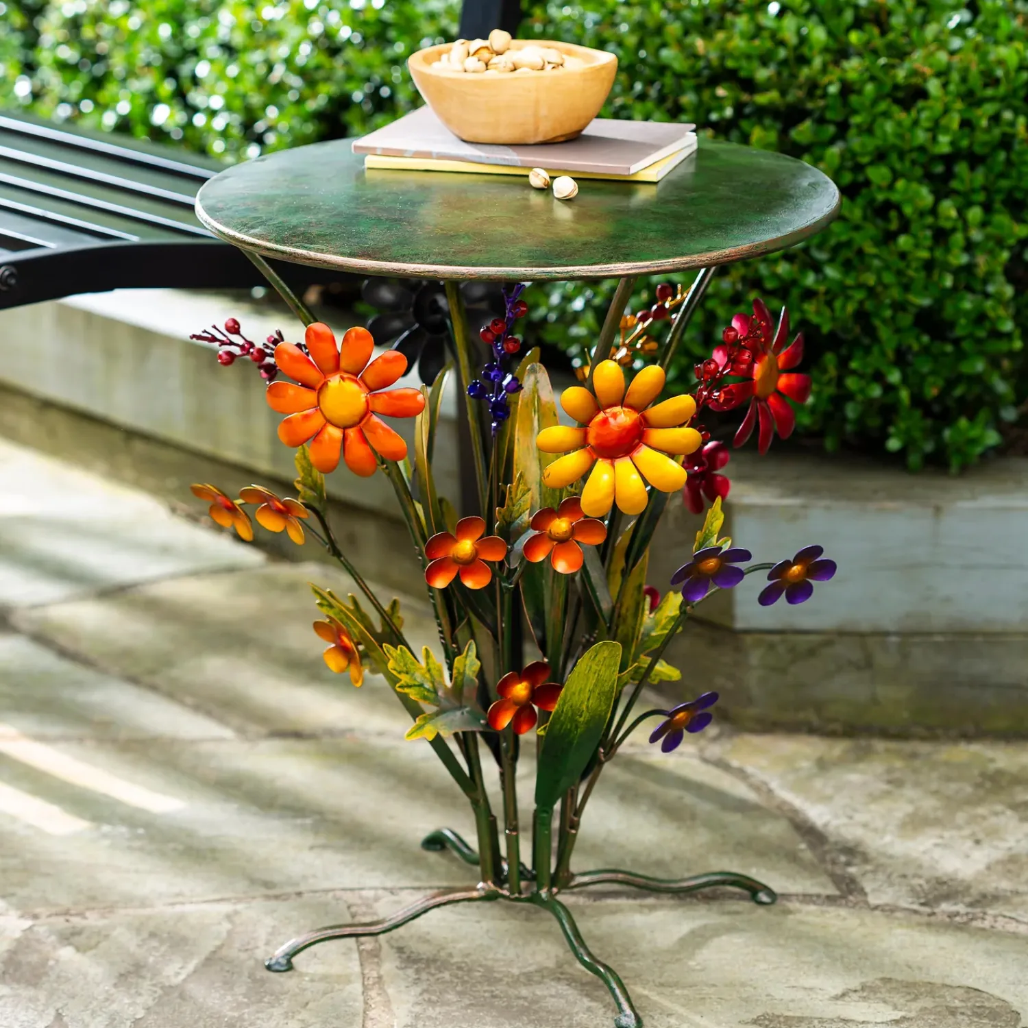 Plow & Hearth Outdoor Side Tables|Accent Tables>Handcrafted Metal Daisy Side Table