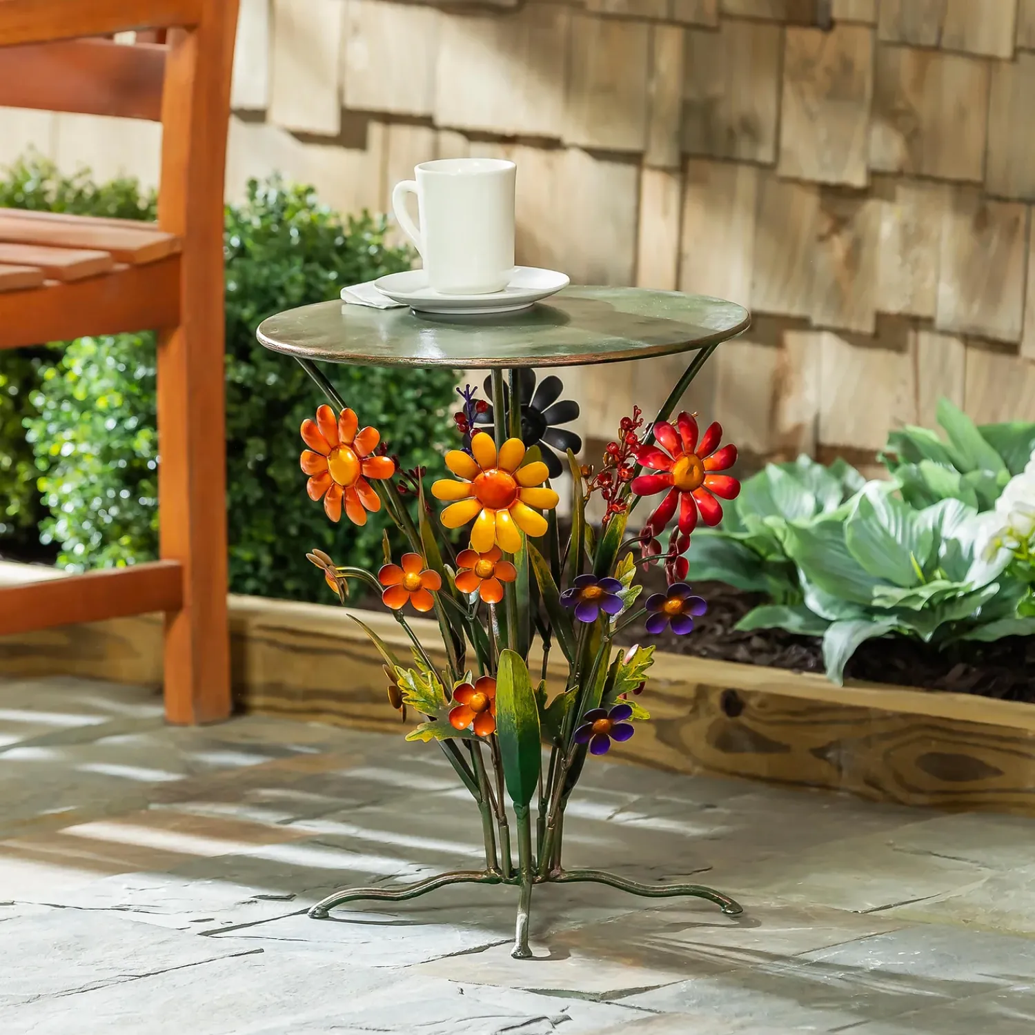 Plow & Hearth Outdoor Side Tables|Accent Tables>Handcrafted Metal Daisy Side Table