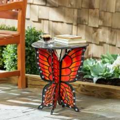 Plow & Hearth Accent Tables|Outdoor Side Tables>Handcrafted Metal Monarch Butterfly Side Table