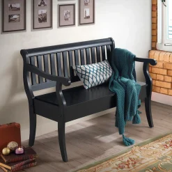 Plow & Hearth Indoor Benches|Chests & Storage Cabinets>Handcrafted Slat-Back Storage Bench