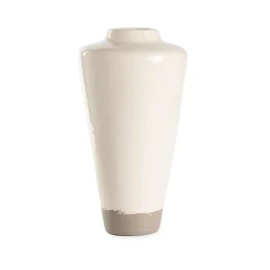 Plow & Hearth Planters & Vases>Handmade Crackle Tall Clay Alexandria Vase Eggshell