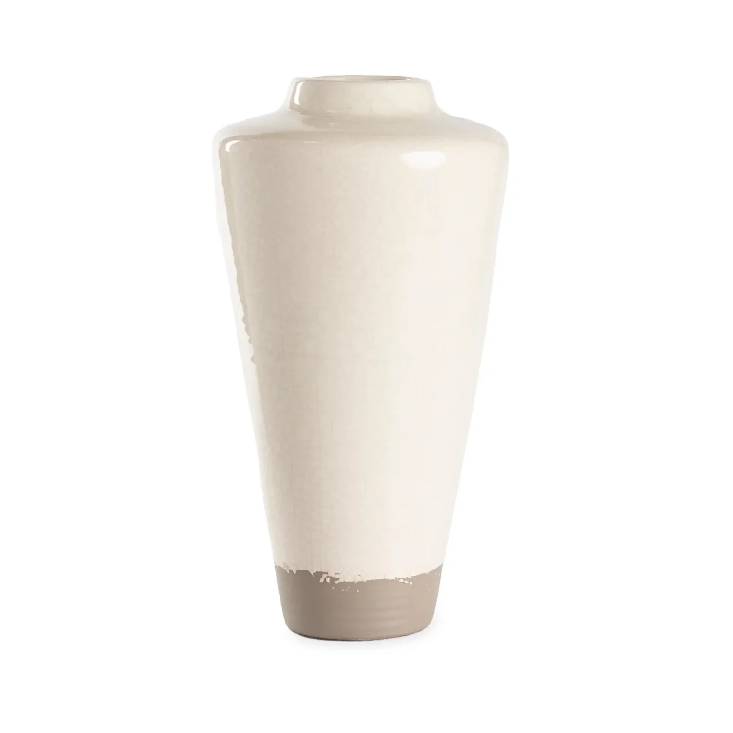 Plow & Hearth Planters & Vases>Handmade Crackle Tall Clay Alexandria Vase Eggshell