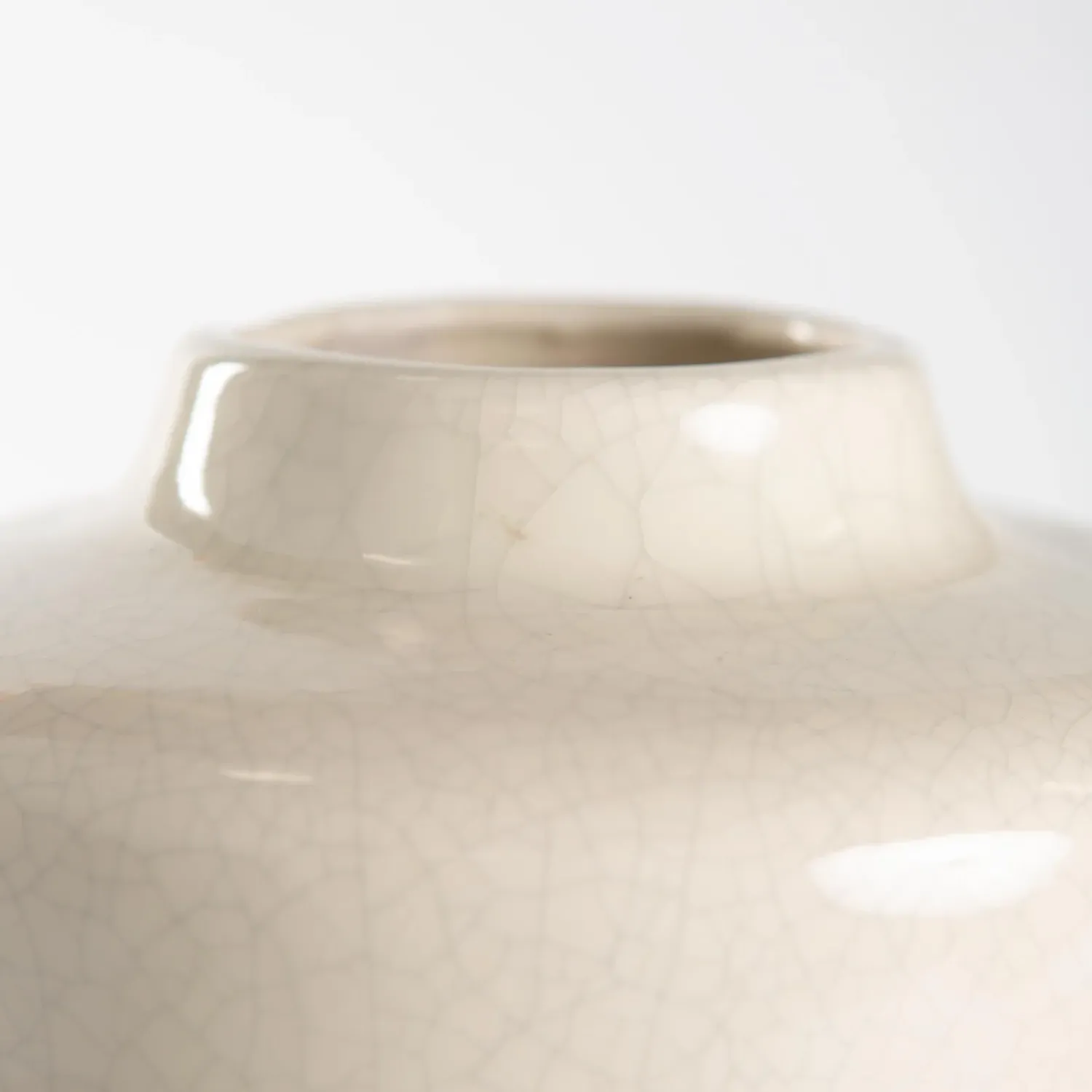 Plow & Hearth Planters & Vases>Handmade Crackle Tall Clay Alexandria Vase Eggshell