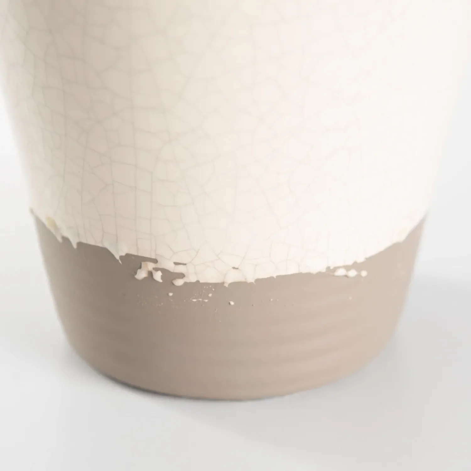Plow & Hearth Planters & Vases>Handmade Crackle Tall Clay Alexandria Vase Eggshell