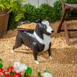 Plow & Hearth Accent Tables|Outdoor Side Tables>Handmade Metal Border Collie Table