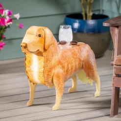 Plow & Hearth Accent Tables|Outdoor Side Tables>Handmade Metal Golden Retriever Table