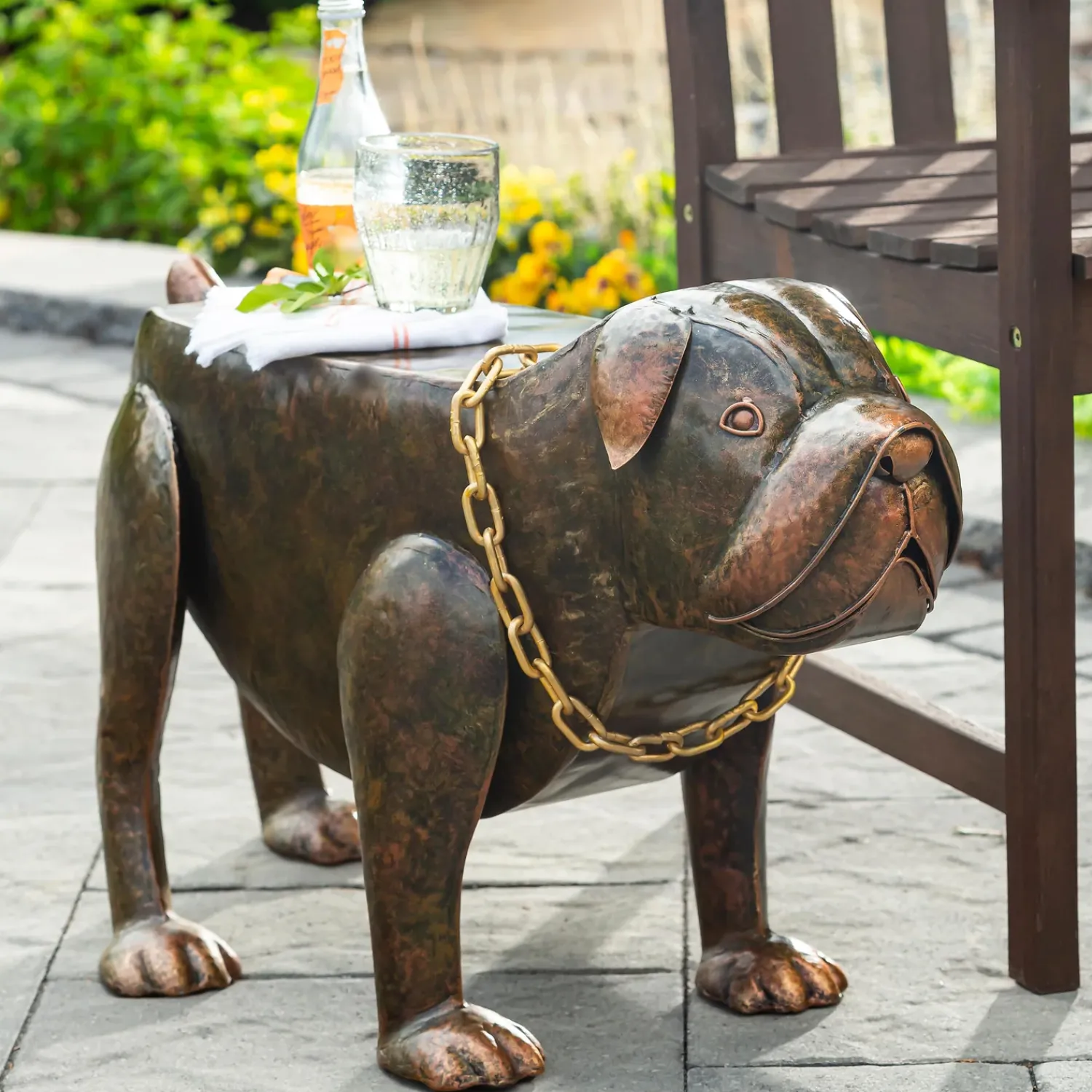 Plow & Hearth Accent Tables|Outdoor Side Tables>Handmade Metal Pit Bull Table