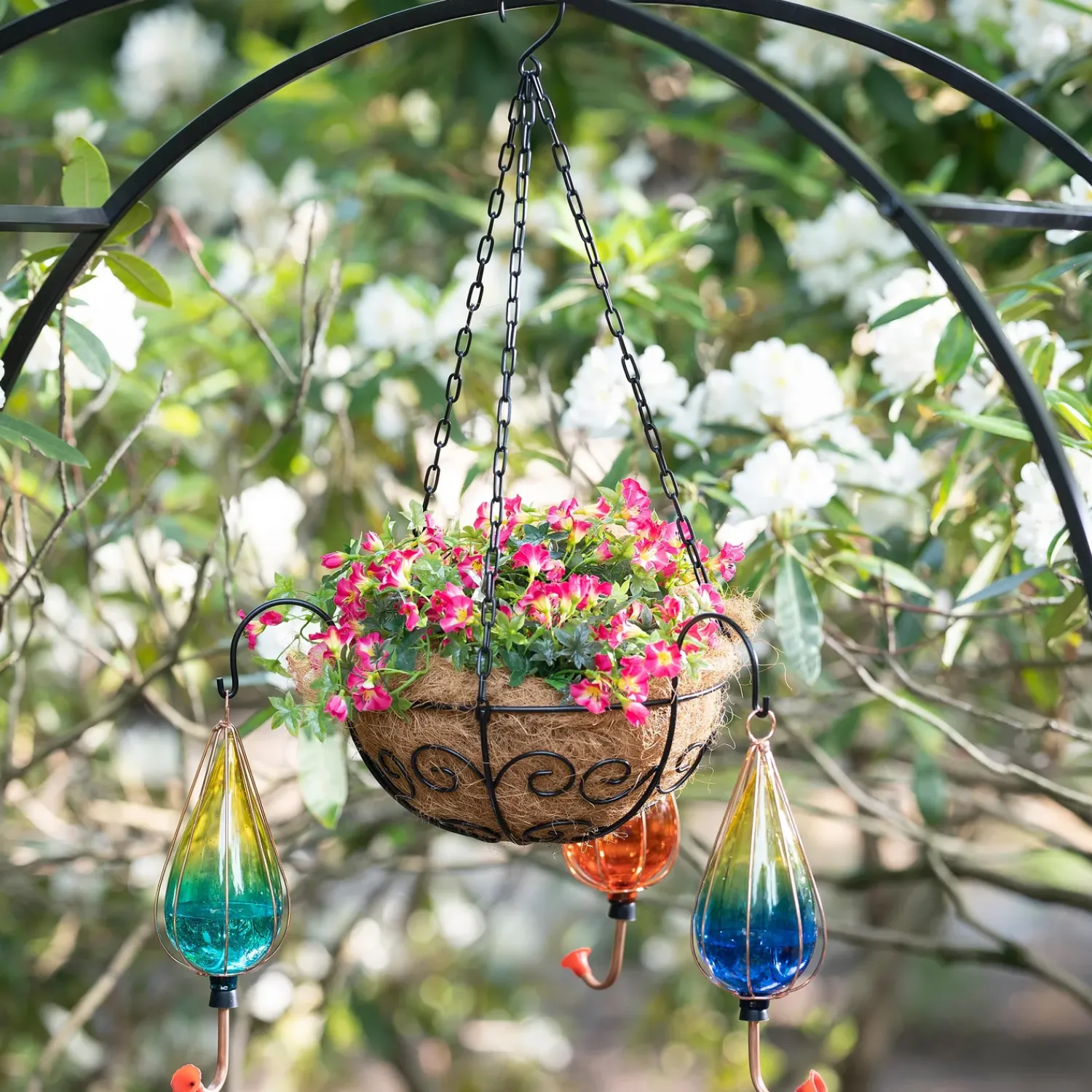 Plow & Hearth Bird Feeders>Hanging Hummingbird Feeder Station/Planter