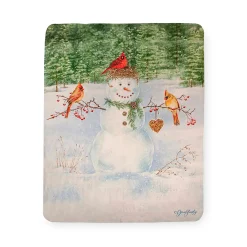 Plow & Hearth Throws & Blankets>Happy Snowman Sherpa Fleece Throw