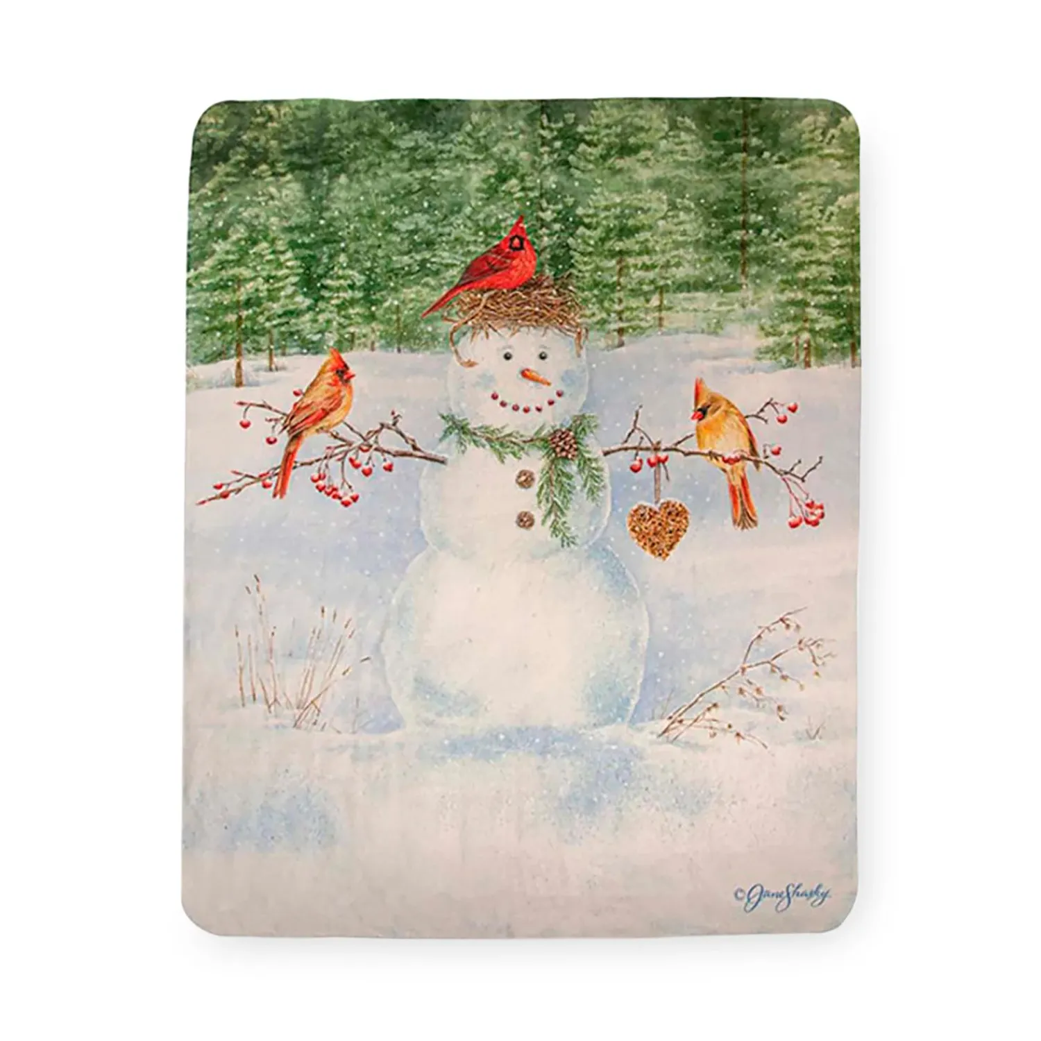 Plow & Hearth Throws & Blankets>Happy Snowman Sherpa Fleece Throw