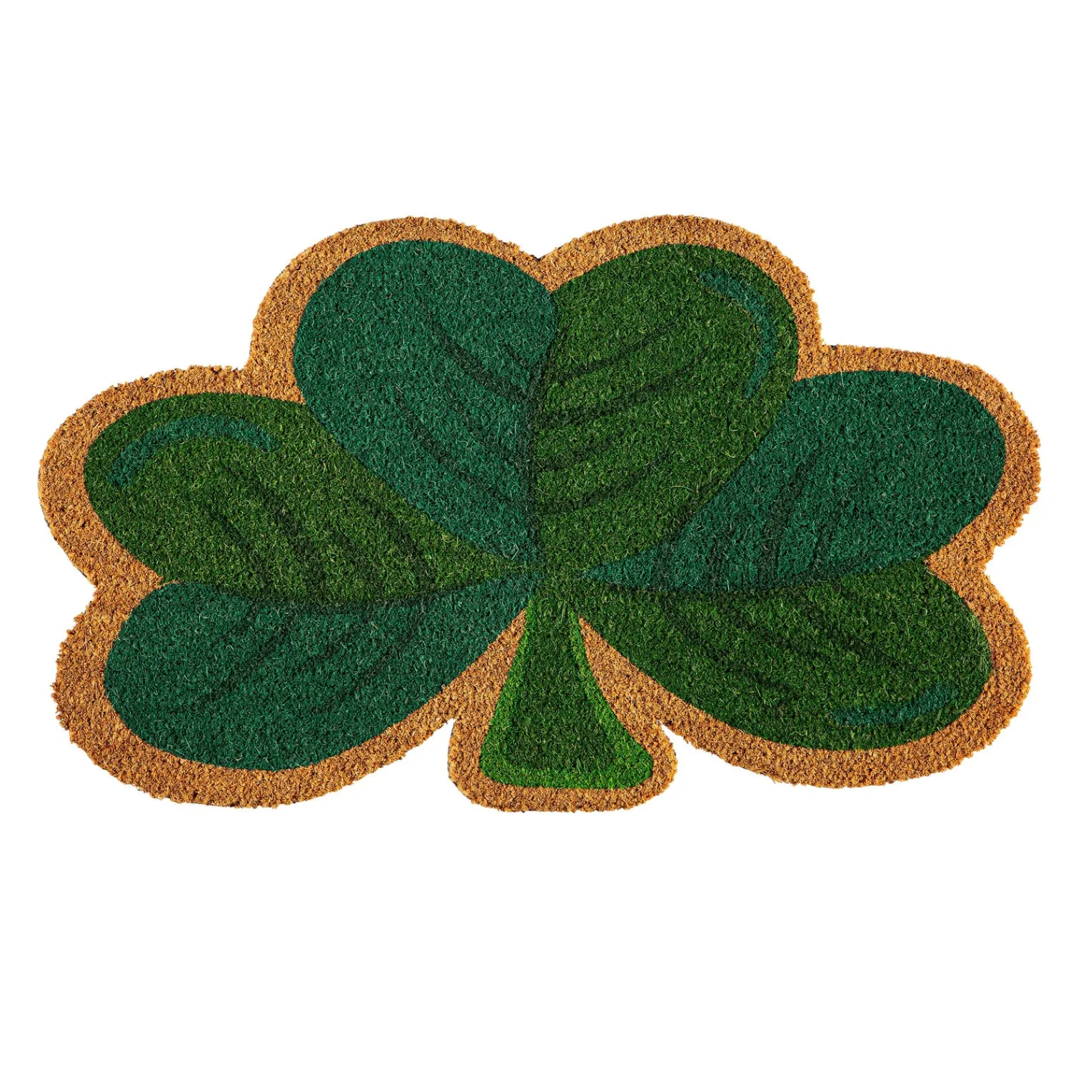 Plow & Hearth Coir Mats>Happy St. Patrick's Day Shamrock Shaped Coir Mat