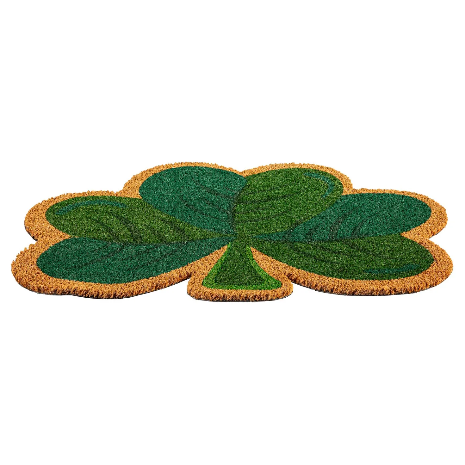Plow & Hearth Coir Mats>Happy St. Patrick's Day Shamrock Shaped Coir Mat