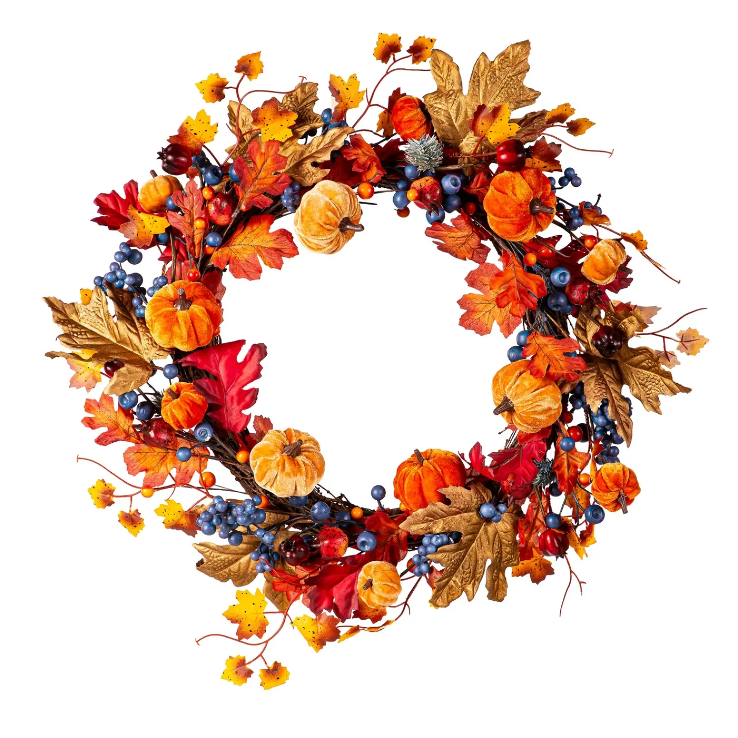 Plow & Hearth Wreaths>Harvest Pumpkin Wreath