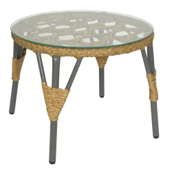 Plow & Hearth Chairs & Rockers|Rockers & Gliders>Havana Wicker Seating Set with Cushions and Table, 3-Piece Set Natural
