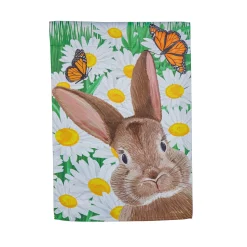 Plow & Hearth Garden Flags>Hello Bunny Suede Garden Flag