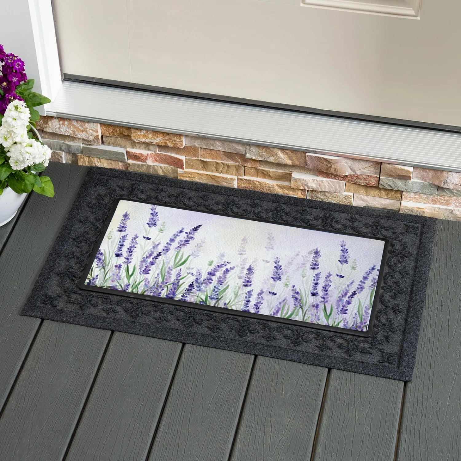 Plow & Hearth Interchangeable Mats>Hello Spring Lavender Sassafras Switch Mat
