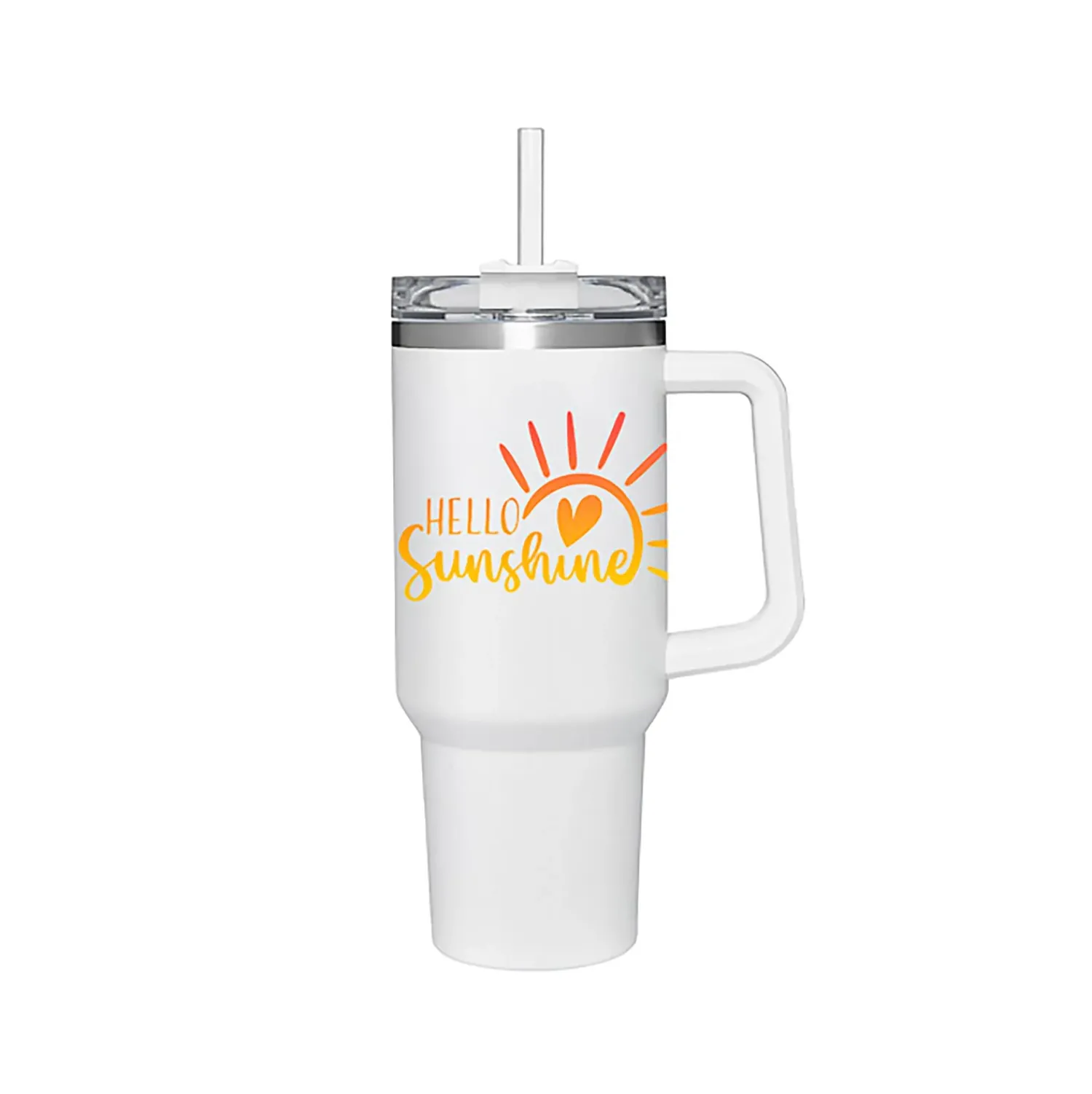 Plow & Hearth Travel Cups>Hello Sunshine Canyon Cup, Double Wall Stainless Steel w/ Straw, 40oz, Gift Box