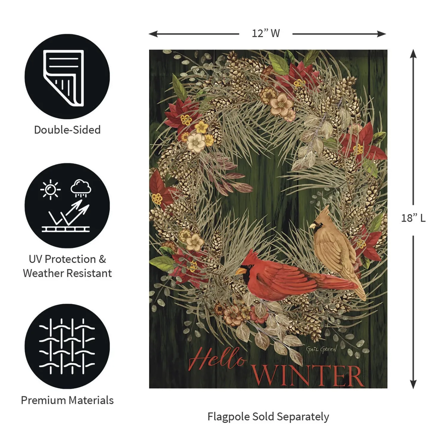 Plow & Hearth Garden Flags>Hello Winter Moire Garden Flag