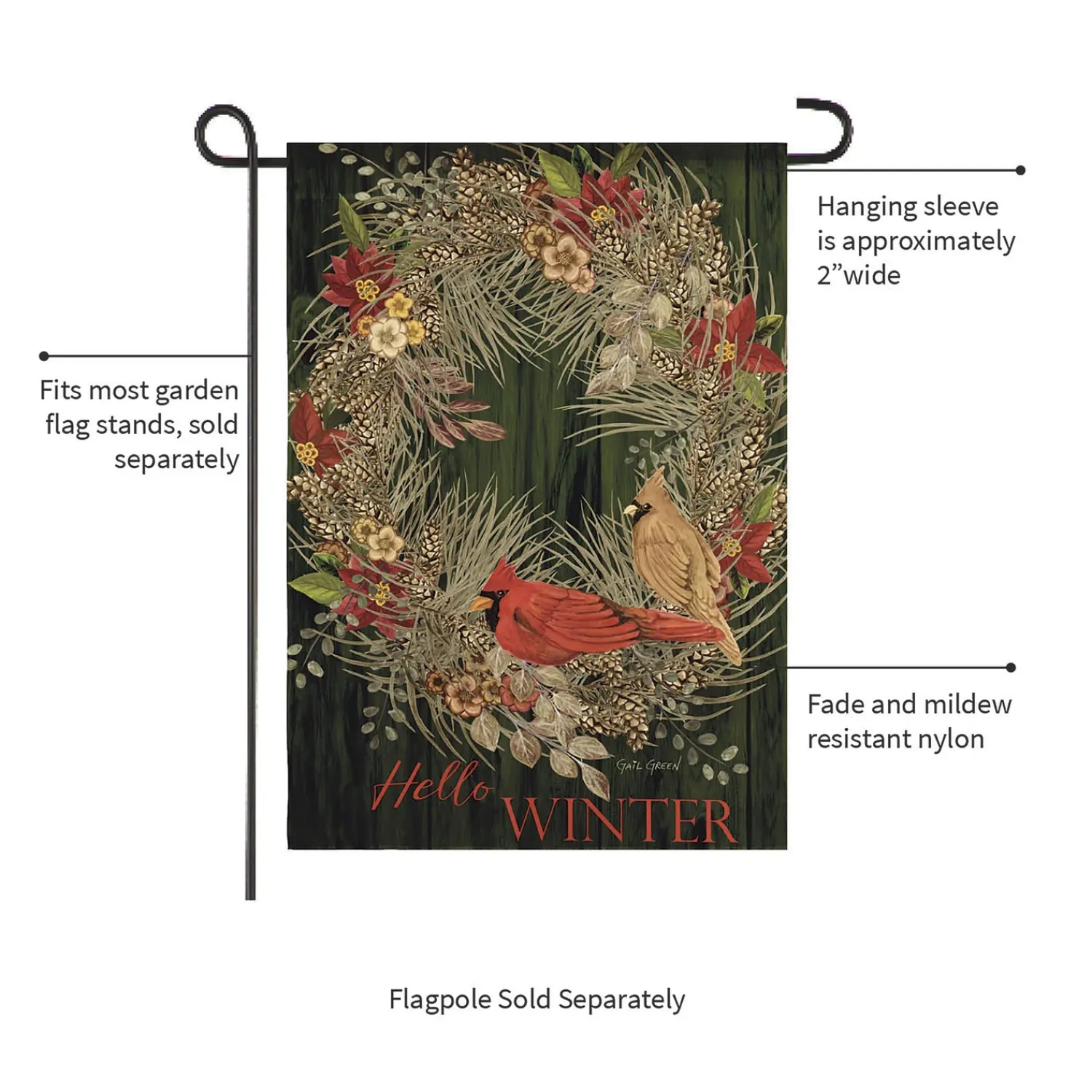 Plow & Hearth Garden Flags>Hello Winter Moire Garden Flag