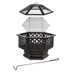 Plow & Hearth Fire Pits|Fire Pits>Hexagon Wood-Burning Fire Pit