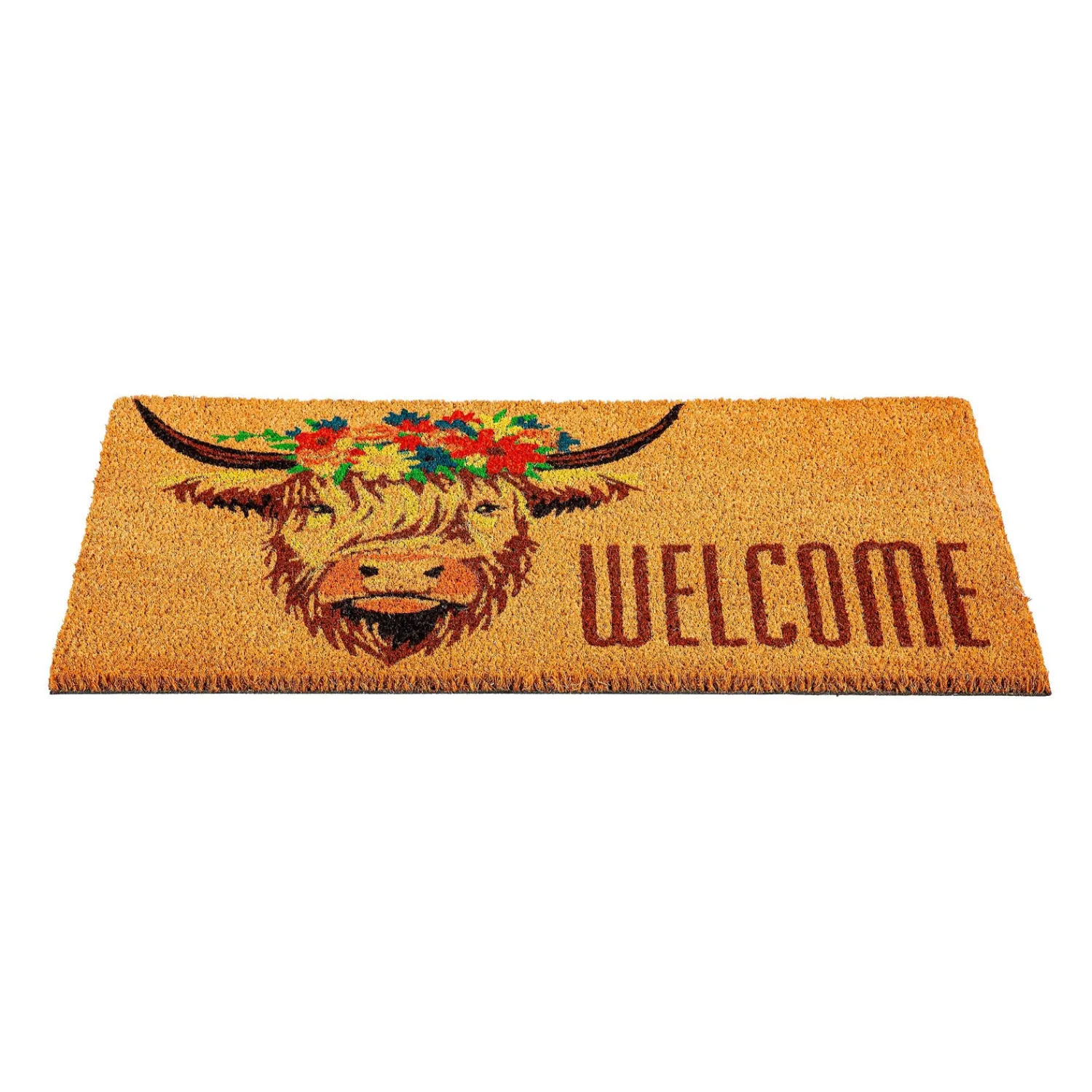Plow & Hearth Coir Mats>Highland Cow Welcome Coir Mat