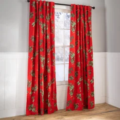 Plow & Hearth Curtain Panels>Holiday Peaceful Pine Curtains, 63"L Pair