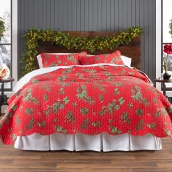 Plow & Hearth Quilts & Bedspreads>Holiday Peaceful Pine Quilted Bedding Set, King Set
