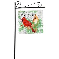 Plow & Hearth Garden Stakes|Solar Accents>Holiday Poinsettia Garden Stake, Solar Sign-sational Greeter Stake, Winter Cardinal Couple, 55"H