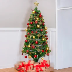 Plow & Hearth Lighted Trees & Garlands|Lighted Accents>Holiday Traditions Complete Christmas Tree Kit with 250 Lights and 140 Decorations, 7½'H