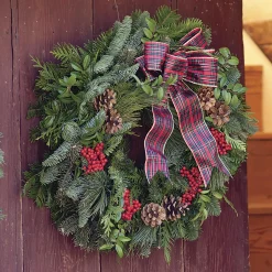 Plow & Hearth Wreaths>Holiday Woodland Evergreens 24"Wreath With Bow