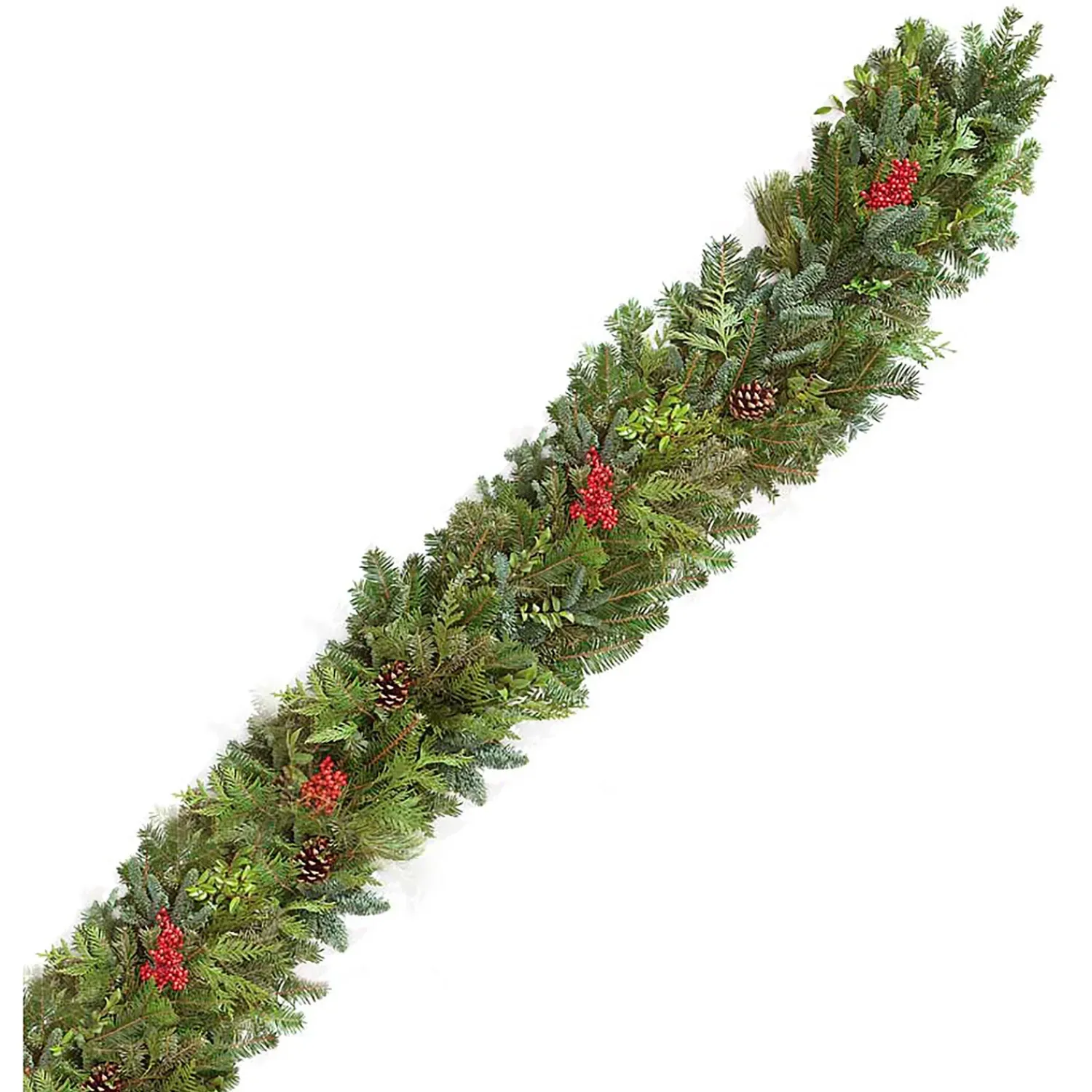 Plow & Hearth Lighted Trees & Garlands>Holiday Woodland Evergreens 12'L Garland