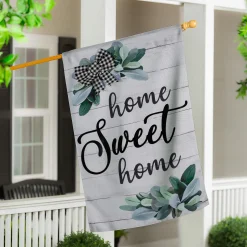 Plow & Hearth House & Estate Flags>“Home Sweet Home” Eucalyptus Burlap House Flag